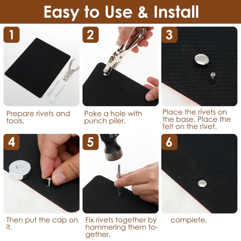 360Pcs Leather Rivets Kit 4 Colors Double Cap Rivets W/ 4 Setting Tools DIY Accessories Buckles for Decorating Leather Jackets
