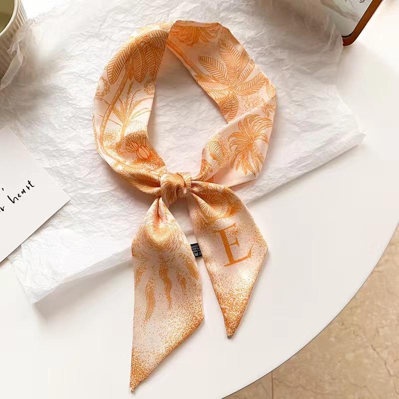 Маленький белый и нежно-зеленый шелковый шарф для женщин, тонкая лента, повязка на голову, резинка для волос, украшение для сумки, длинный