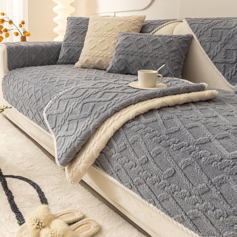 Winter Plush Thickened Sofa Cushion Winter Thickened Cushion New Non-slip High-grade Fabric Sofa Cover Cover Towel