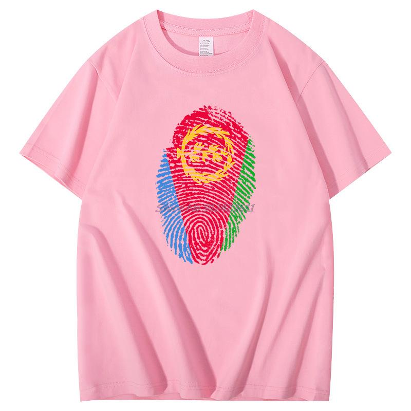Classic T Shirt For Men Eritrea Flag Fingerprint Drawing Graphic T Shirts Cotton Short Sleeve Tshirt Harajuku Mens Clothing