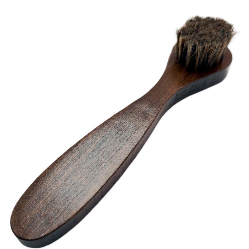 1Pc Shoe Boot Polish Shine Cleaning Dust Removal Durable Shoe Brush Long Wood Handle Bristle Horse Hair Brush