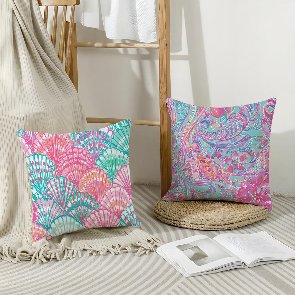 Модная наволочка L-Lilly Pulitzer, дышащая, из льна, для подушки, летняя, без запаха, экологичная, с потайной молнией, моющаяся