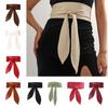 Elegant Knotted Waistband PU Leather Bow Waist Bands Long Bowknot Ties For Women Lady Girl Bridal