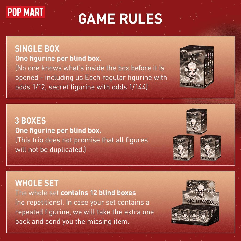 POP MART SKULLPANDA Серия «Образ реальности» [1 шт.] Pop Mart Гашапон Фигурка-сюрприз Пластиковая модель Премиальная игрушка ПВХ Мягкий винил Оригинальный персонаж