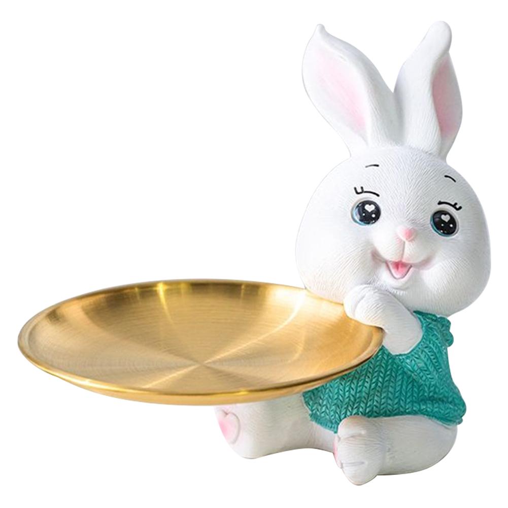 Милый поднос для хранения в виде кролика/кошки, скульптура кролика, подставка для ключей, статуэтка кролика из смолы, конфетница, гостиная, крыльцо, стол, украшение для дома