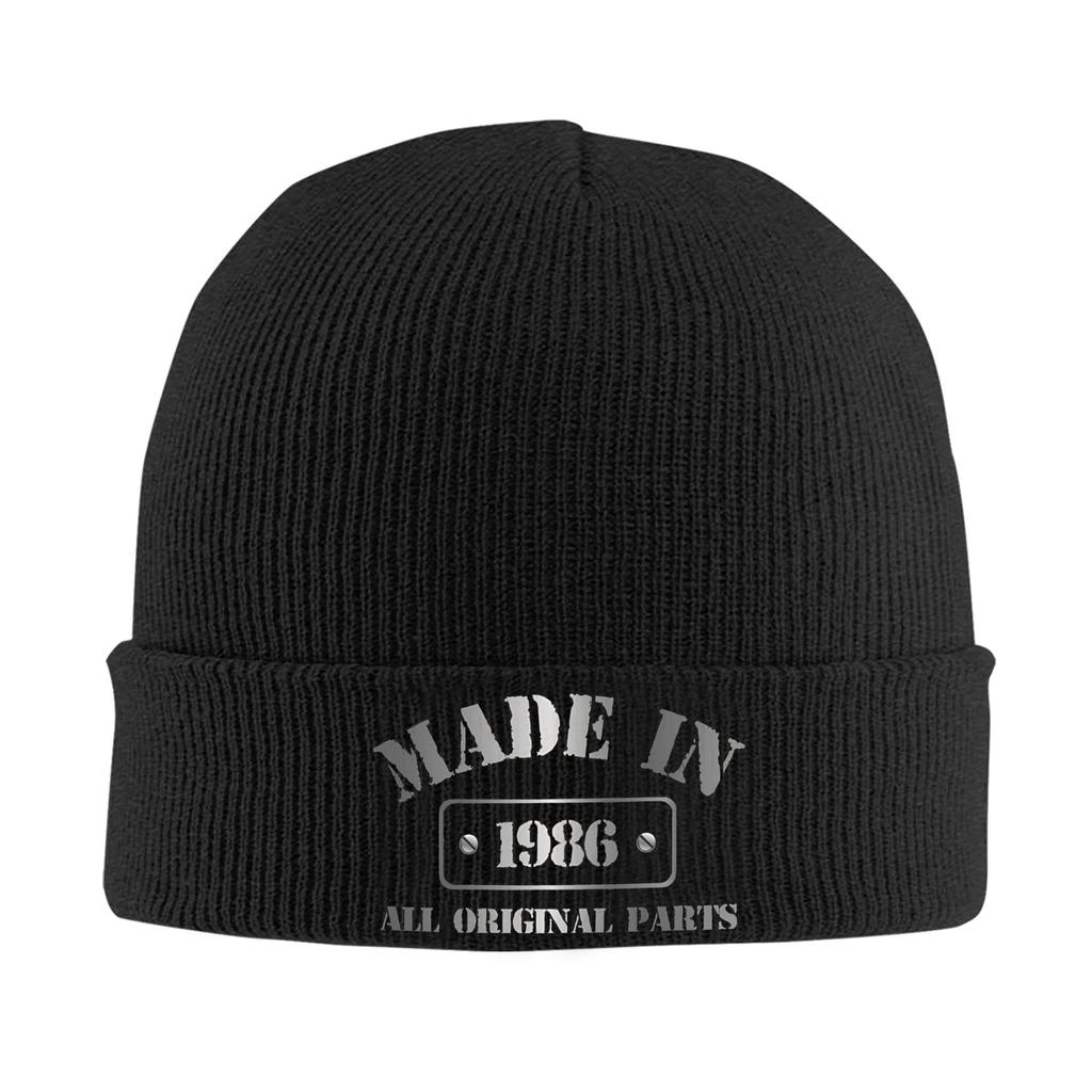 Born in 1986 vintage age 40 years old funny 40th birthday Cuff Beanie Knit Skull Cap For Men Warm Knit Skullies Beanie Cap
