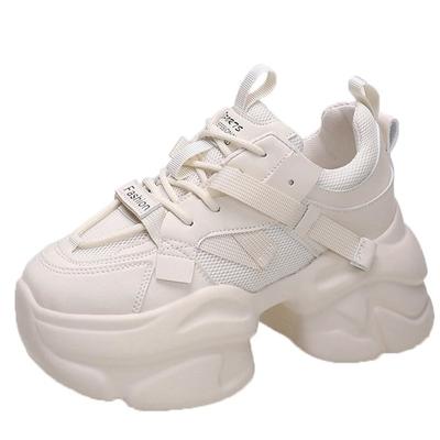 Модные женские кроссовки с толстой подошвой и дышащей сеткой 2024 года, осенние женские кроссовки для спорта на открытом воздухе с высокой платформой, кроссовки 9,5 см, массивные туфли для папы