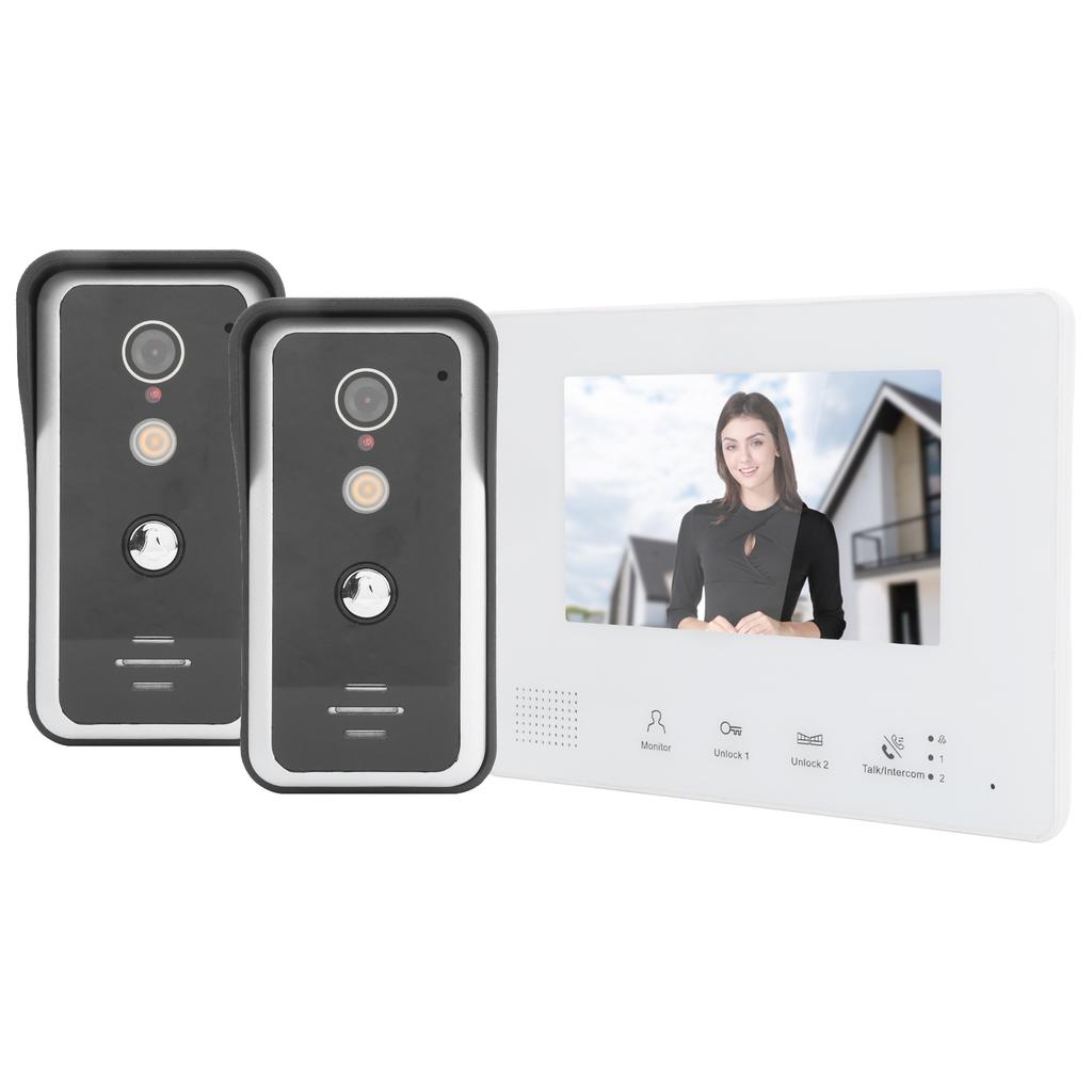 2?Проводная система видеодомофона 7-дюймовый монитор 2 камеры Высокое разрешение Ночное видение Домашний Интерком