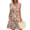 Women's Casual Easter Print V-Neck Button Side Pocket Vest Dress