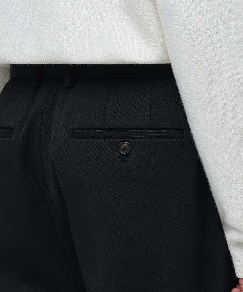 MUSINSA STANDARD Heavyweight Fleece-Lined Wide Hidden Elastic Waist Slacks [Black]