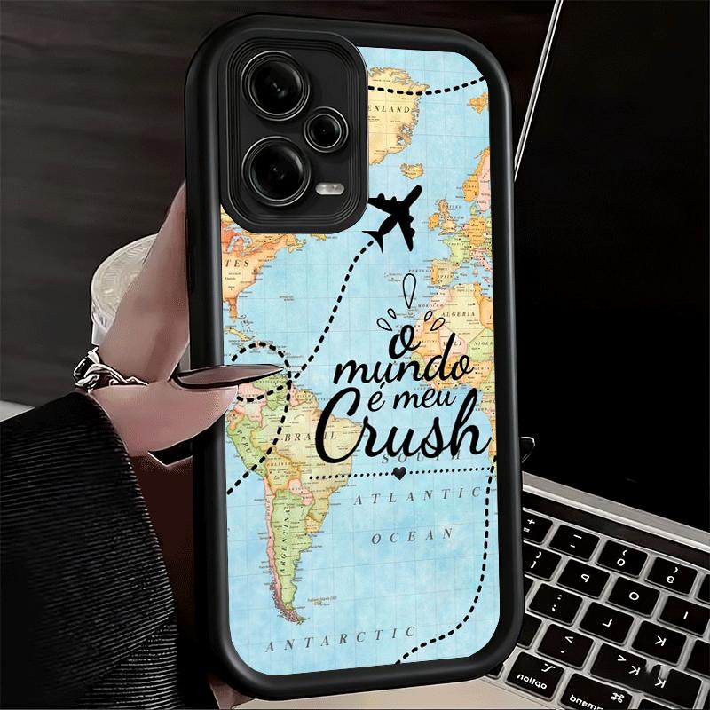 Travel Map Artistic Pattern Soft Phone Case for Xiaomi Redmi Note 15 14 13 12 11 Pro Plus 10S 11S 4G 11T 5G Shell Silicone Funda