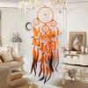 Five-rings Orange Car Decor Pendant Feather Wind Chime Handmade Beads Art Crafts Romantic Creative Beautiful for Girlfriend Gift