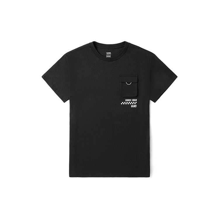Vans 3D Pocket Printed Casual Short Sleeve T-Shirt Women Tops Black VN0A5F1YBLK