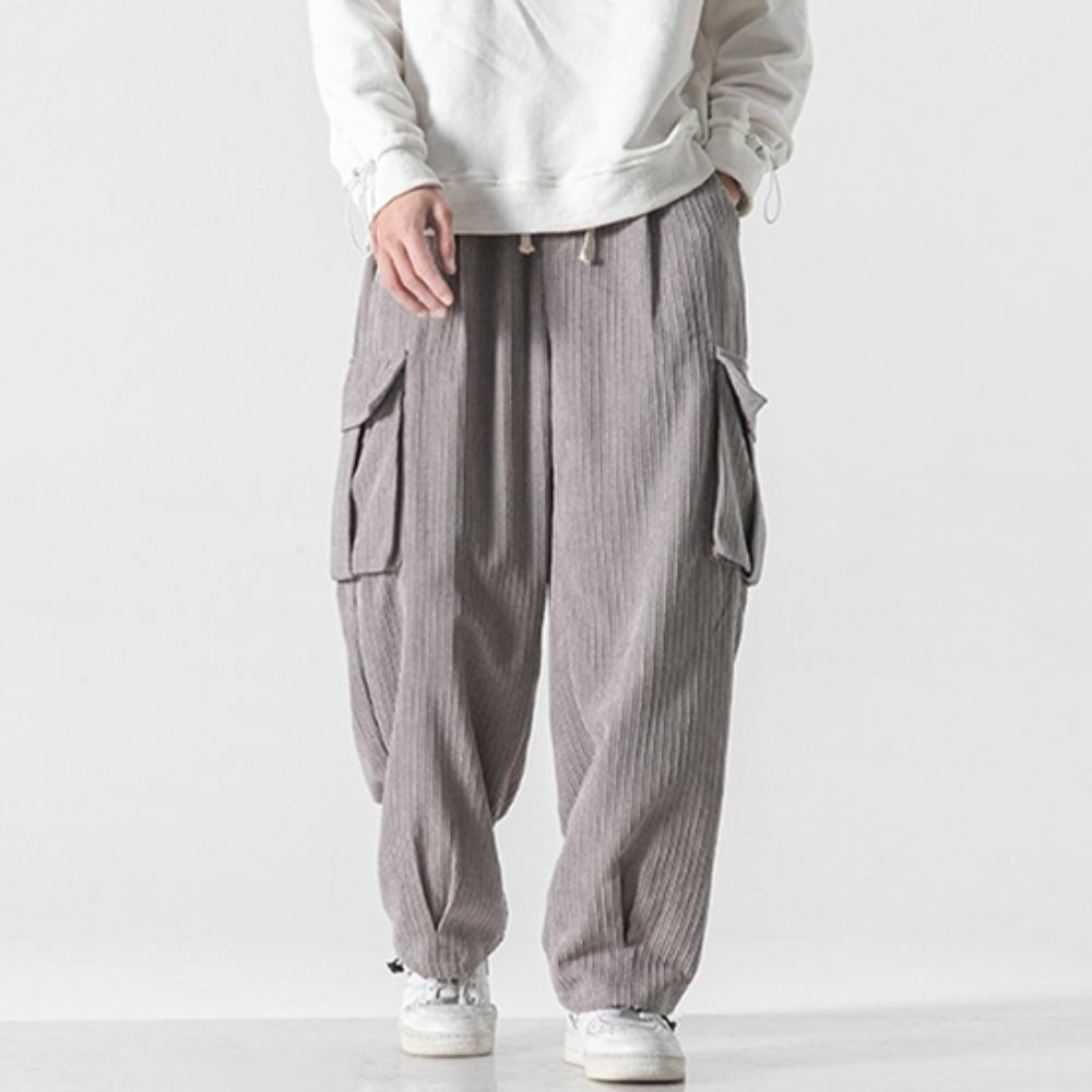 Autumn Casual Men's Pants Korean Version Corduroy Solid Color Overalls Street Wide-leg Pants Trend Large Size All-match Pants
