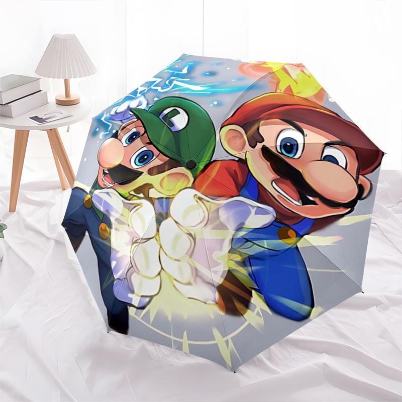 1pc Mario and Luigi's Epic Battle Pattern Automatic Cartoon Umbrella is Fashionable and Good-Looking, Suitable for Travel and Daily Use.G057