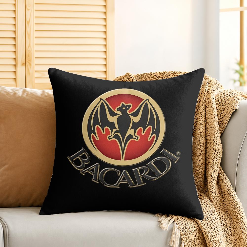 BBacardi WINE Logo Cushion Cover Silky Short Plush Invisible Zipper Dustproof Sofa Pillow Case For Home Decor