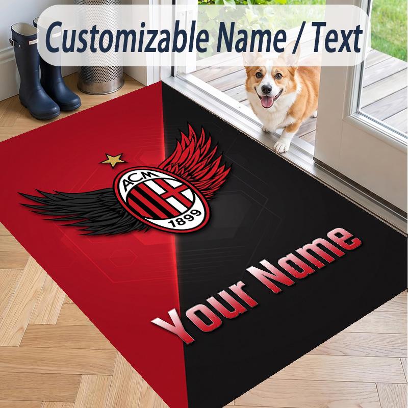 Custom Text Printed Rug AC Milan Non Slip Floor Carpet For Home Room Decor