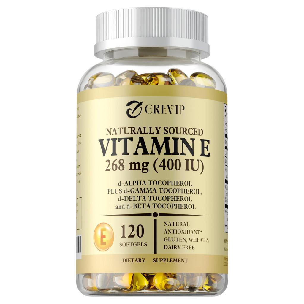 GREVIP Vitamin E Softgels support immune system health and skin nutrition.