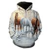 Fashion Horse 3D Print Hoodies Animal Pullover Hooded Sweatshirts Casual Cartoon Long Sleeve Shirts