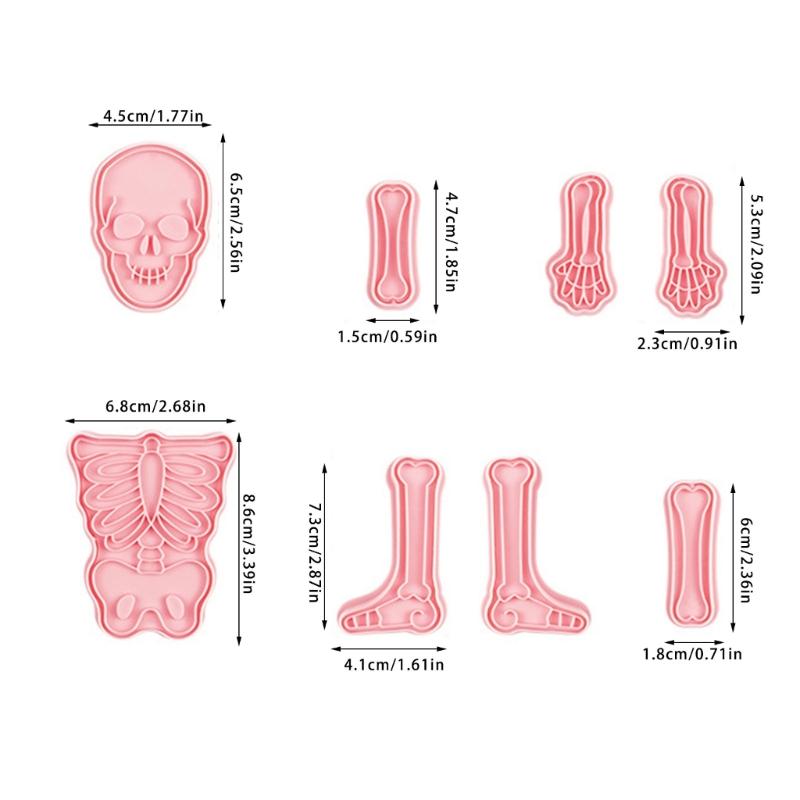 2Set Cookie Stamps Halloween Skeleton Biscuits Molds Fondant Biscuits Pastry Cookie Cutters Baking Decoration Supplies