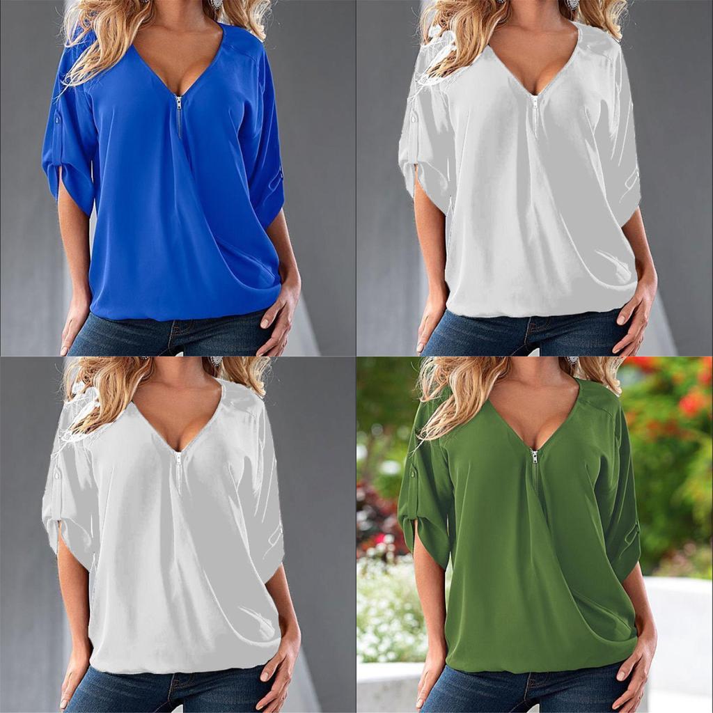 Relaxed Fit Polyester Long Sleeve Vneck Shirt For Women With Spliced Pattern Perfect For Spring