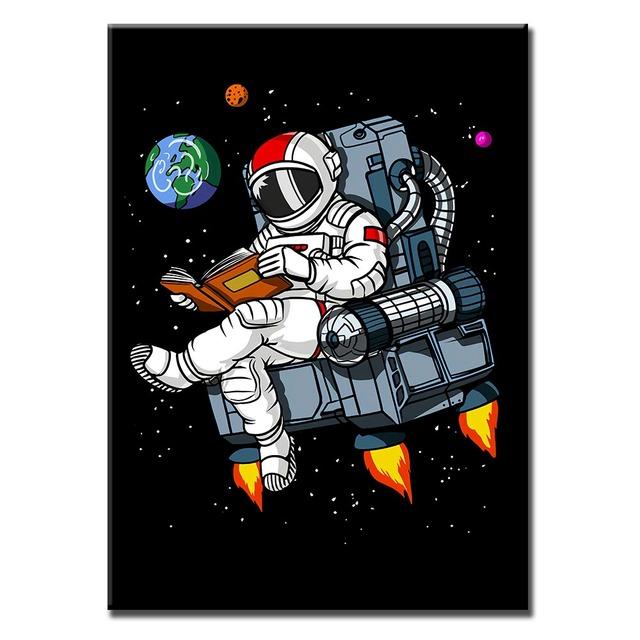 Печать на холсте, плакат с изображением космонавта, путешествия в космическом пространстве, настенные художественные картины, картины с героями мультфильмов для гостиной, детской спальни, Настенный декор