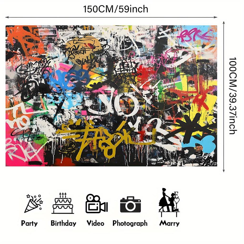 2D flat banner 1 piece - A graffiti and reggae style background banner, suitable for home decoration.