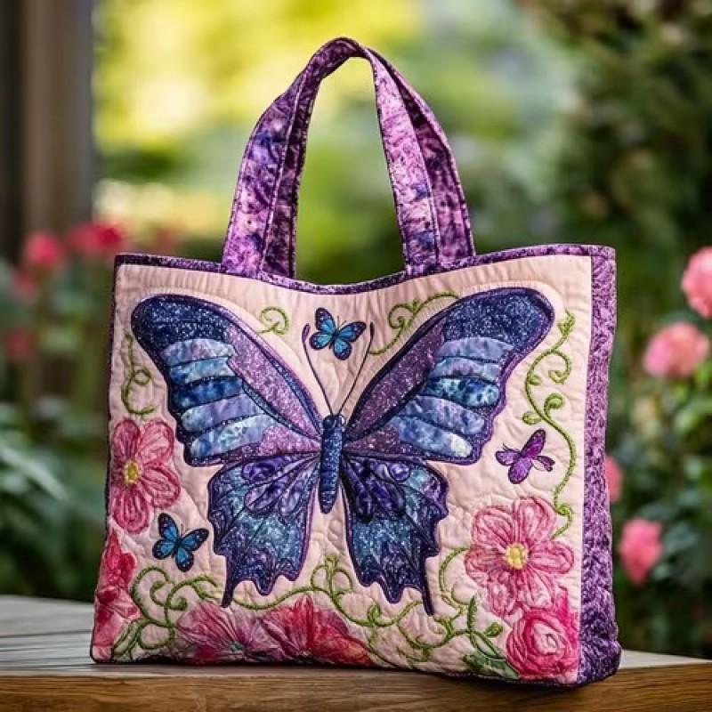 Bird Print Quilted Tote Bag - Fashion Shoulder Handbag Daily Use
