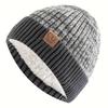 1PC Unisex Fleece Warm Knitted Wool Cap - Winter Ear Protection Design, 100% Polyester, Machine Washable