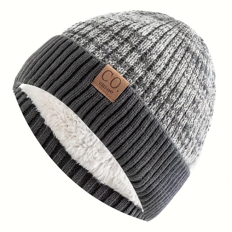 1PC Unisex Fleece Warm Knitted Wool Cap - Winter Ear Protection Design, 100% Polyester, Machine Washable