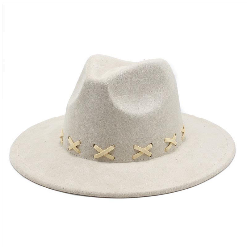 Замшевая шляпа персикового цвета с шерстяным цилиндром и плоскими полями, прямой край, джазовая шляпа