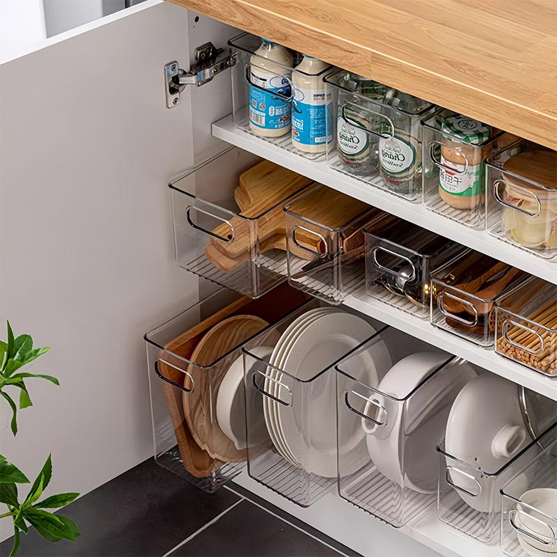 Transparent Kitchen Cabinet Organizer and Under-Sink Storage Box for Snacks and Sundries