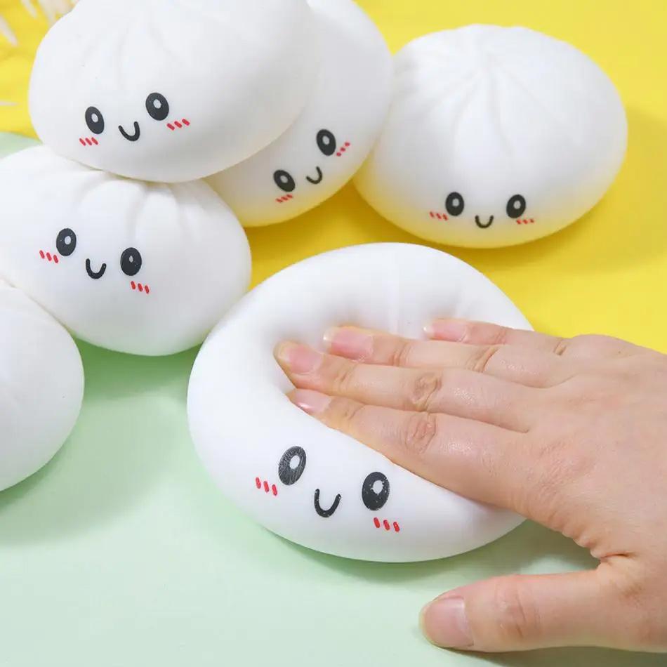 Colorful Dumpling squishies Stress Balls Stress Relief Tactile Toys Simulation Food with Steamer Squeeze Dough Ball for Anxiety Relief