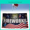 Letter Fireworks Pattern Flag Banner Fade Resistant Outdoor Decoration Gift