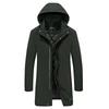 Мужская куртка большого размера для осени и зимы, повседневная, средней и длинной длины, утолщенная куртка с капюшоном для мужчин среднего и молодого возраста