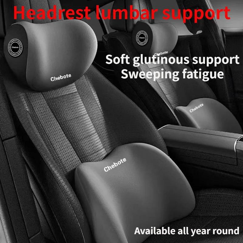 2-in-1 Car Neck & Lumbar Support Pillow Set-2Pcs Adjustable Ergonomic Sponge Rubber Cervical & Backrest Cushion for Seat Comfort