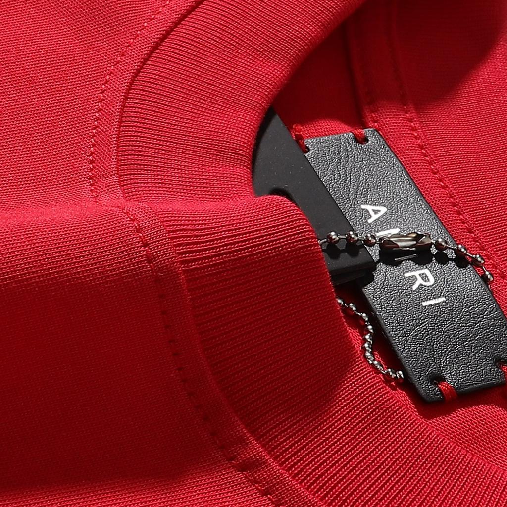 990 Amiri 2025 Summer New Men's and Women's Loose High Quality Cotton Plus Size T-shirt Couple T-Shirt Simple Logo Printing