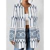 Girls, Don’t Miss This! Boho Style Blue & White Ethnic Print Cardigan - Super Versatile, Chic & Comfy for Daily Looks, Perfect To Elevate Your Outfit!