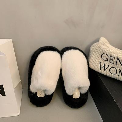 Однотонные зимние современные тапочки на низком каблуке для улицы 2024 года, высококачественная женская обувь, новинка, женские тапочки из коровьей замши