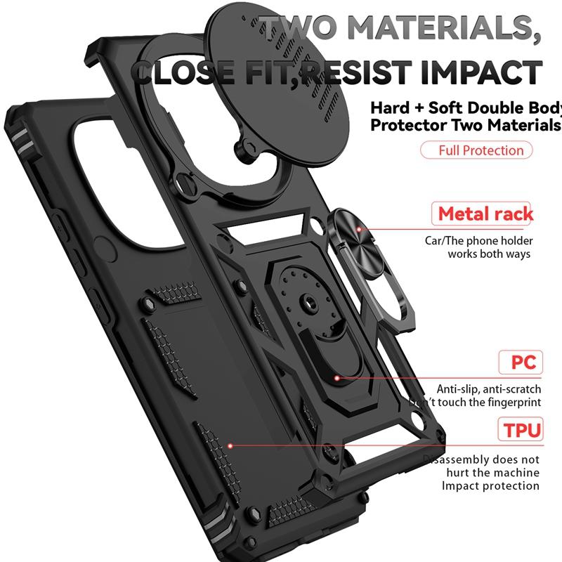 Shockproof Armor Magnetic Holder Ring Case For Xiaomi Redmi Note 14 Pro 4G Pro+ Plus 5G Lens Cover For Redmy Note14 Note14Pro