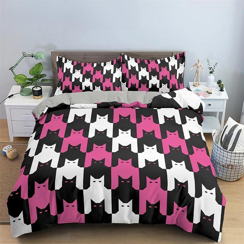 Пододеяльник с изображением мультяшного кота, короля и королевы, красочный комплект постельного белья с изображением милых животных, детский питомец, котенок, мягкий полиэстеровый чехол для одеяла