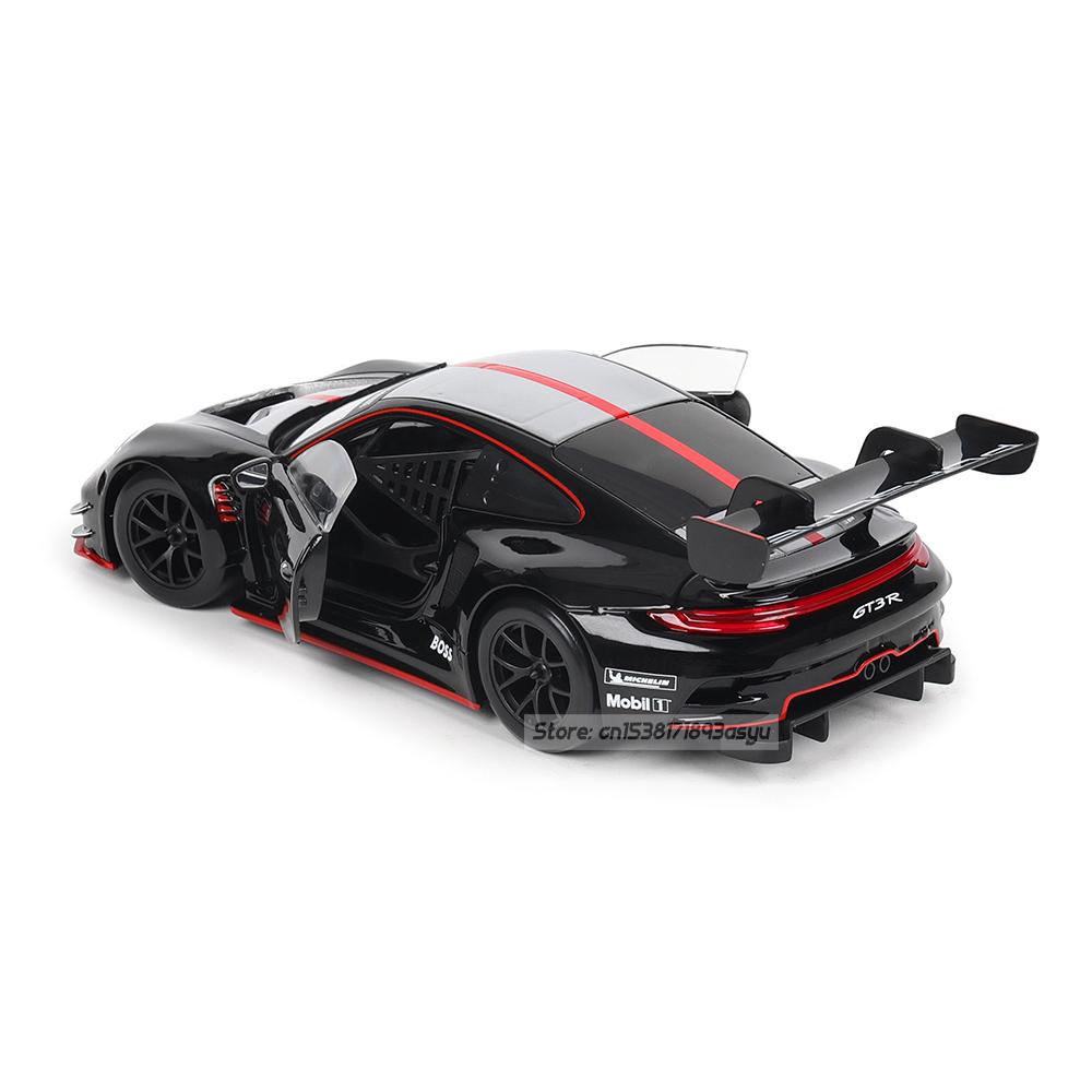 AABKO1 Bburago 1:24 black Porsche 911 GT3 R racing edition die casting alloy car model Art Deco Toy tool gift factory authorization