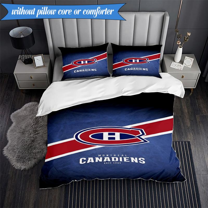 3PCS Montreal Canadi-ens Hockey Team Bedding Set,Including 1pc Duvet Cover And 2pcs Pillowcases Perfect for Bedroom, Dormitory, Fan Christmas gift