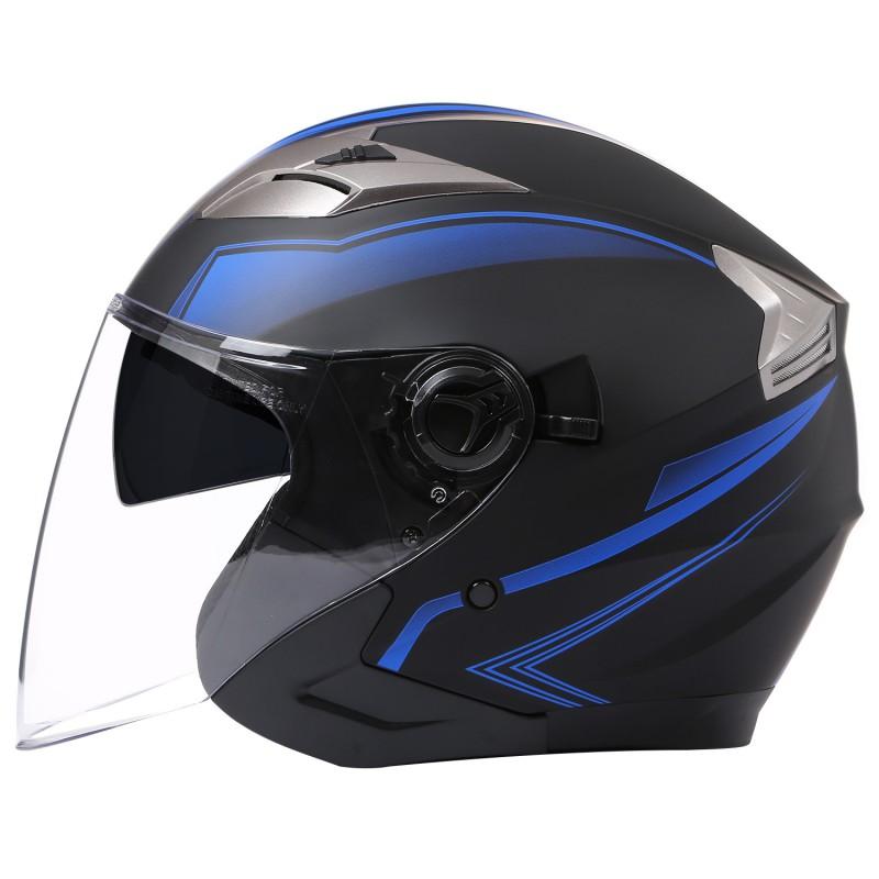 BLD Full Face Motorcycle Helmet 3/4 Open With Dual Visors DOT Certified Street Riding Scooter ATV