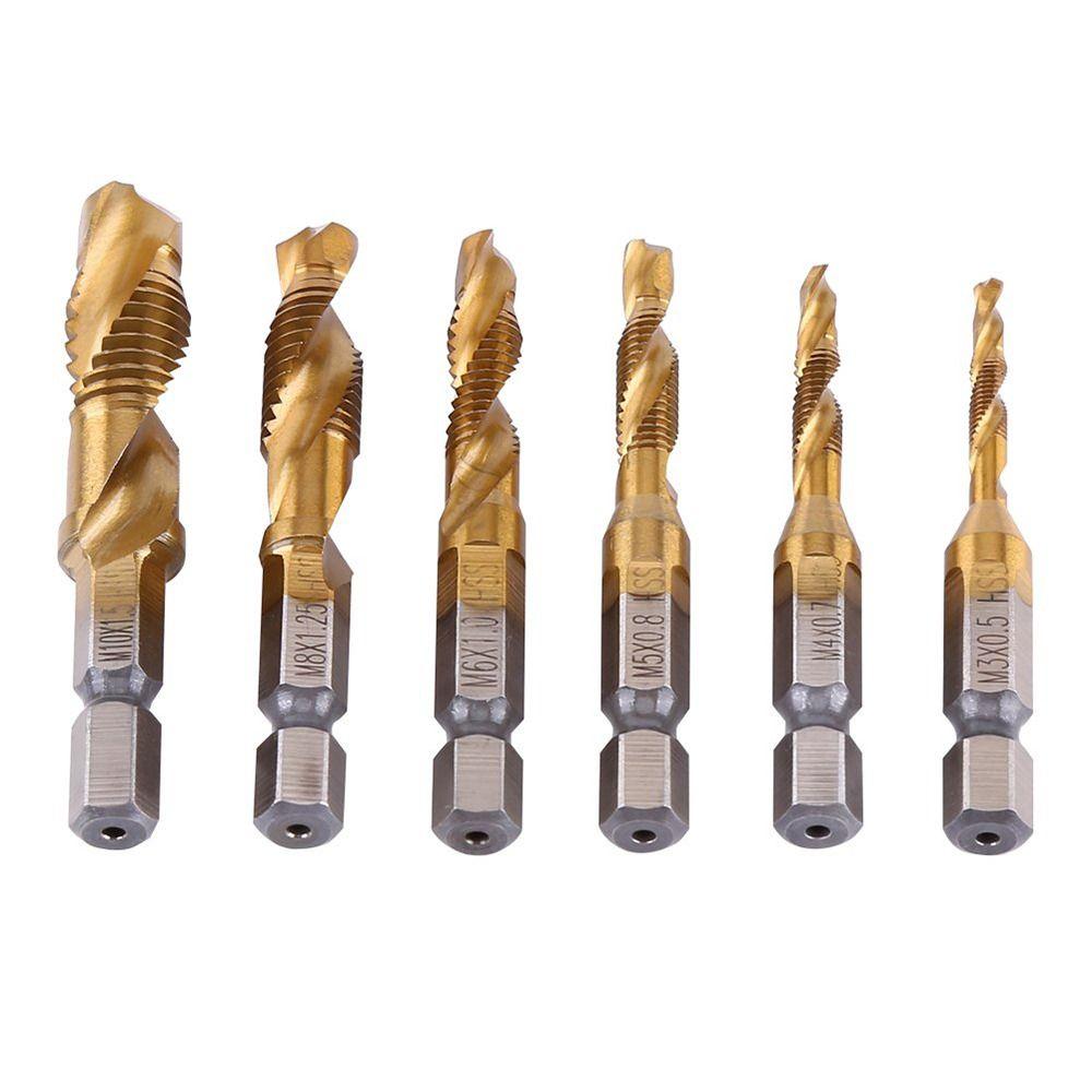 HSS Screw Thread Bit Tap Drill Bits Hex Shank Titanium Plated Tap Drill Bit Shank Tap Drill Bits