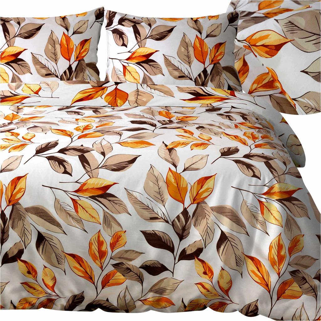 Bedding set 200x220 satin 100% cotton Leaves pattern Exclusive