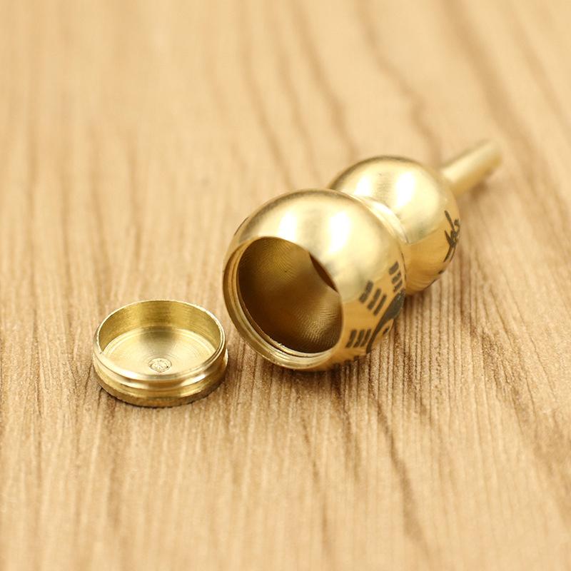 Traditional Chinese Natural Feng Shui Brass Gourd Brass Mental Golden Wu Lou Health Enhance Luck Ornament Home Decor