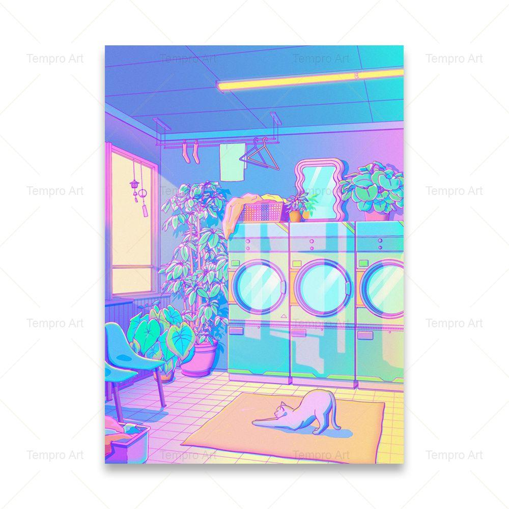 Плакат в стиле Vaporwave, японский городской ночной уличный постер в стиле поп-киото, холст, картина, настенная живопись, принт, Kawaii, домашний декор для комнаты