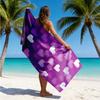 Romantic Purple Heart Microfiber Beach Towel 2D Flat Printed Waterproof Sandproof Travel Bath Towel For Seaside Holiday Sunbath