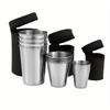 4Pcs/set 30ml/70ml/170ml Outdoor Practical Stainless Steel Cups Shots Set Mini Glasses for Whisky Wine with Case Portable Drinkware Set